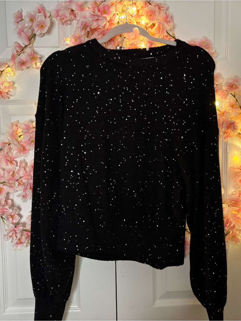 Old Navy Black Sequin Crewneck Sweater